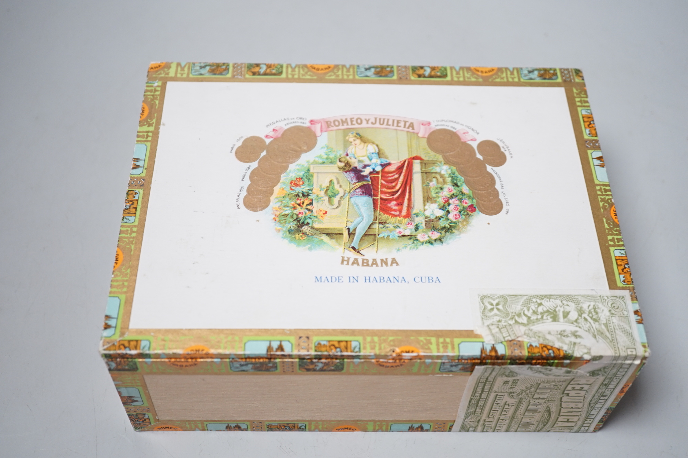 An incomplete Box of Romeo Y Julieta cigars